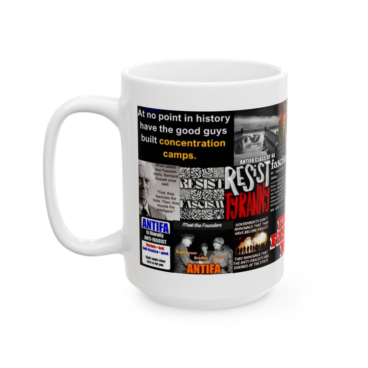 “Anti Facist” - Political Resistance Collage, Anti-Fascism & Human Rights Protest Mug