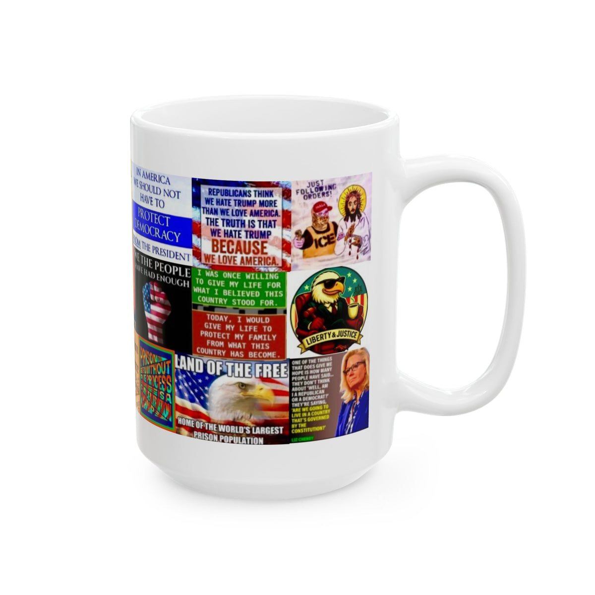 “Liberty” - Political Resistance Collage Mug, Anti-Fascism & Human Rights Protest Art Mug