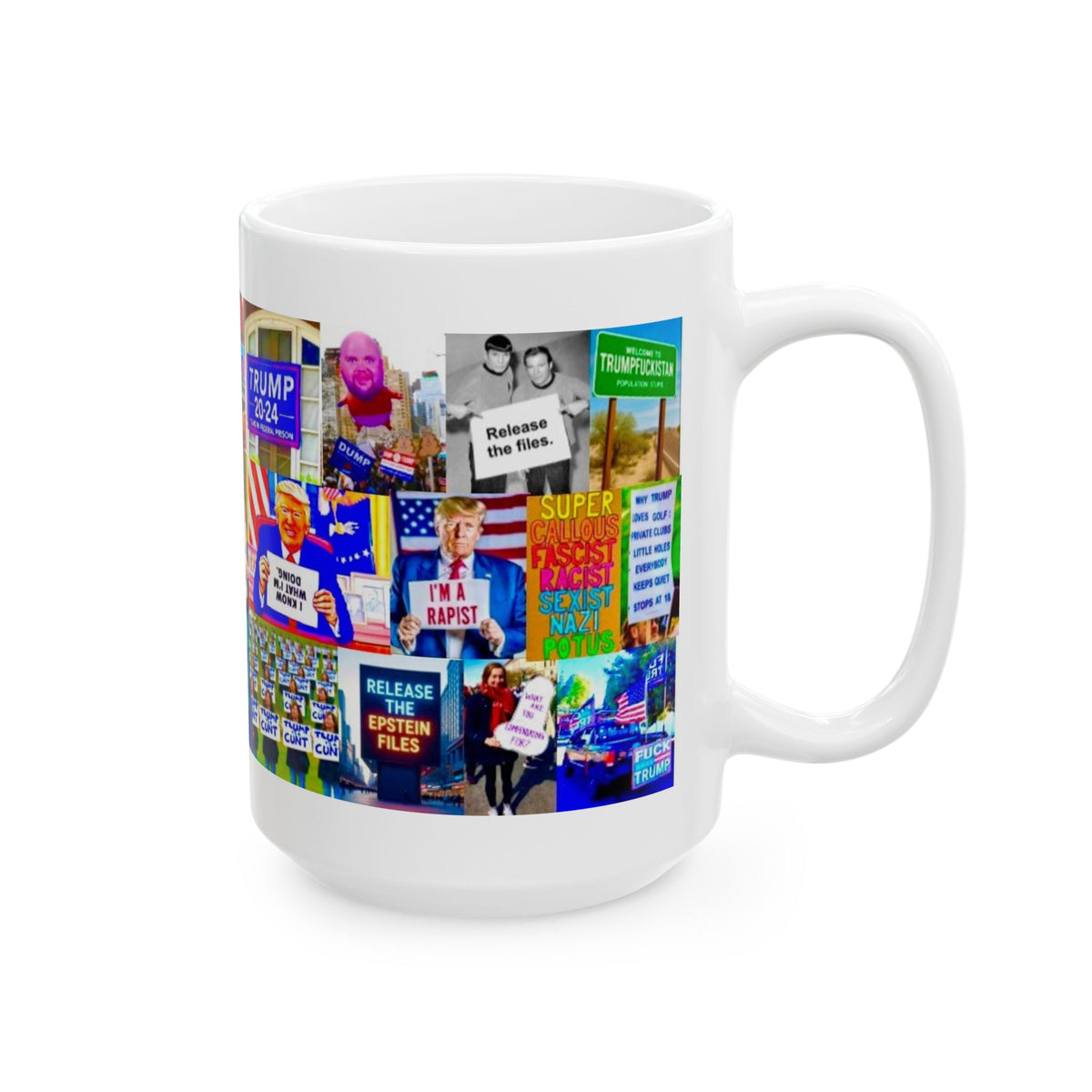 “Sign Language 3” Anti-Trump Protest Mug – Real Signs from Global Demonstrations with Bold Political Messages