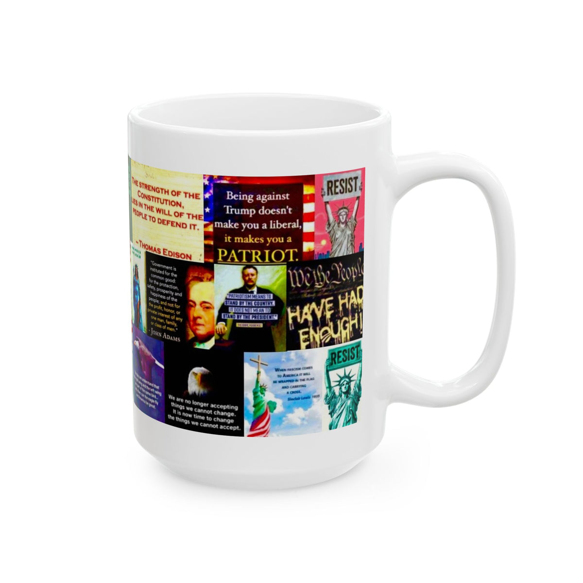 “Liberty - Fuck Trump Edition” - Political Resistance Collage Mug, Anti-Fascism & Human Rights Protest Art Mug