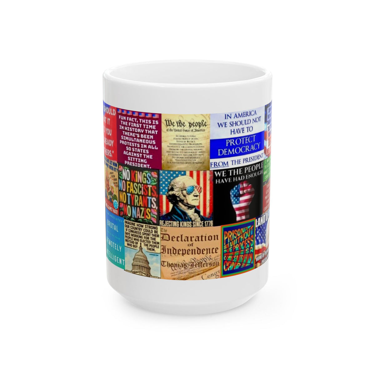 “Liberty” - Political Resistance Collage Mug, Anti-Fascism & Human Rights Protest Art Mug