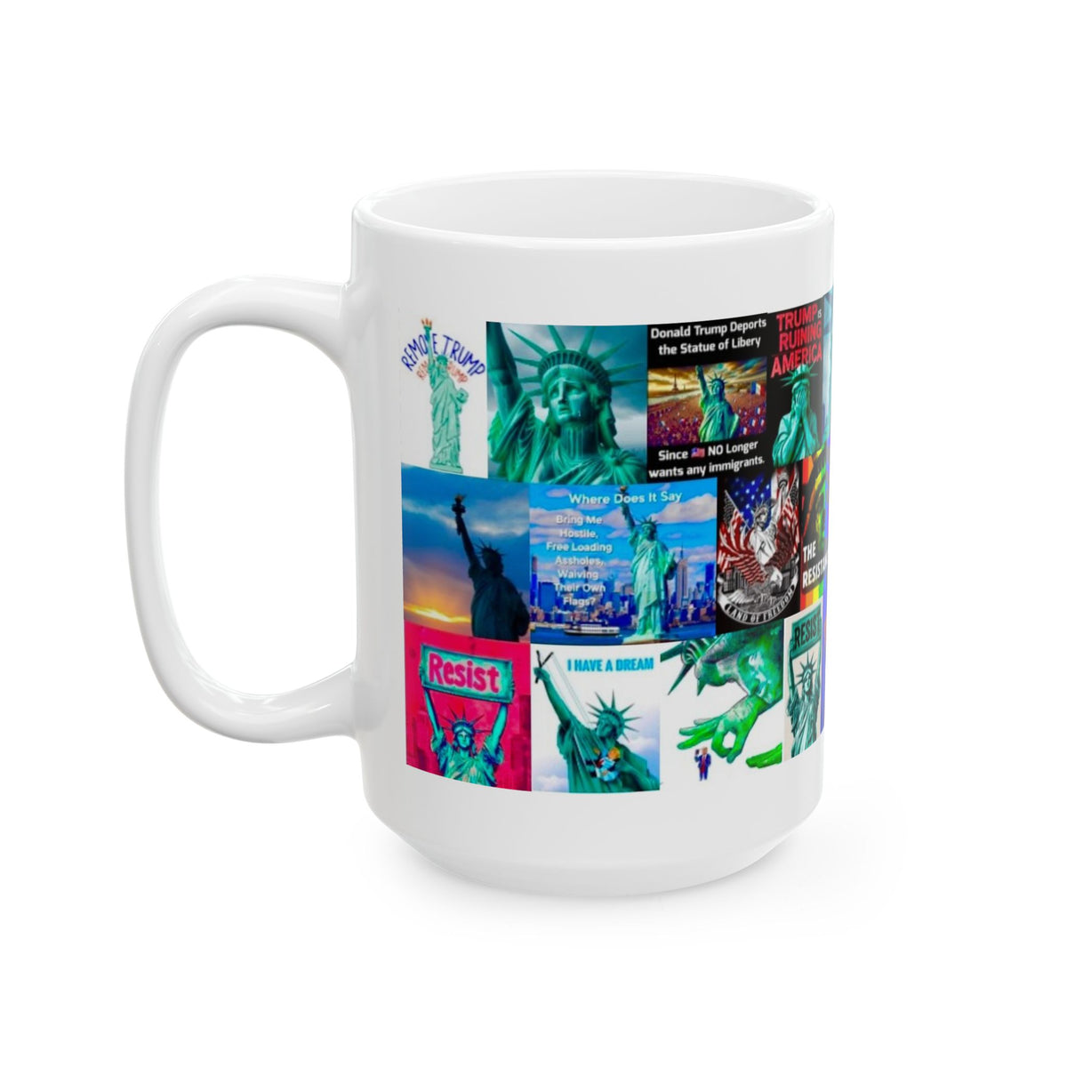 “Statue of Liberty 2” – Satirical Collage of The Statue of Liberty Set Against Donald Trump