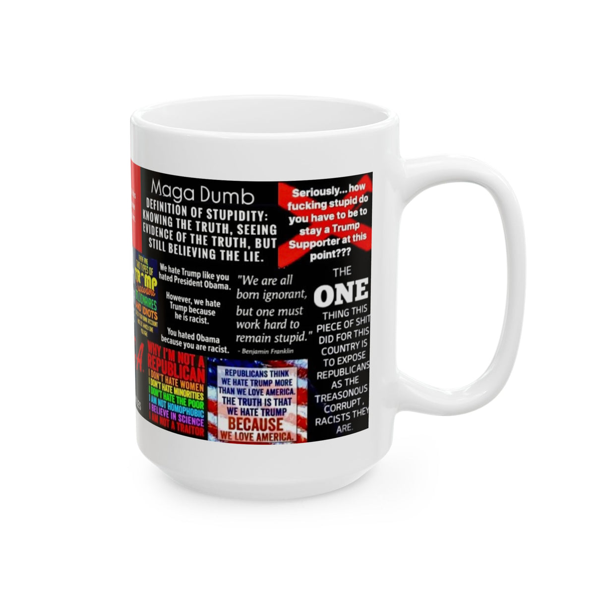 “MAGA Messages” – Political Insult Collage Coffee Cup”