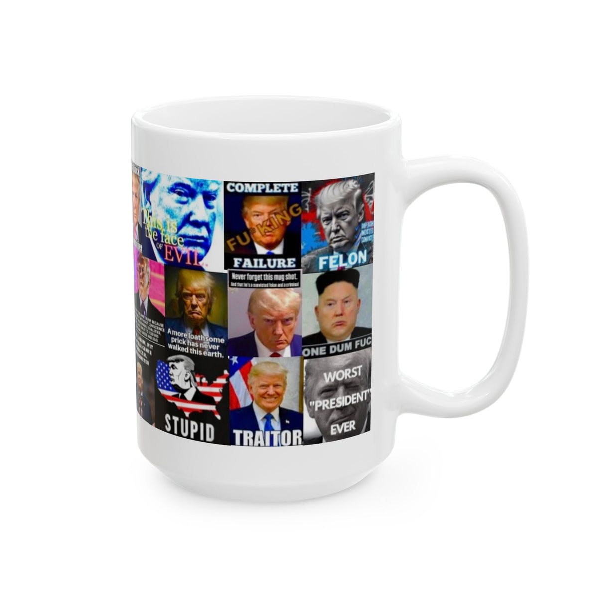 “Trump Faces 2” – Satirical Collage of Trump Faces Depicting His Various Faults And Evils