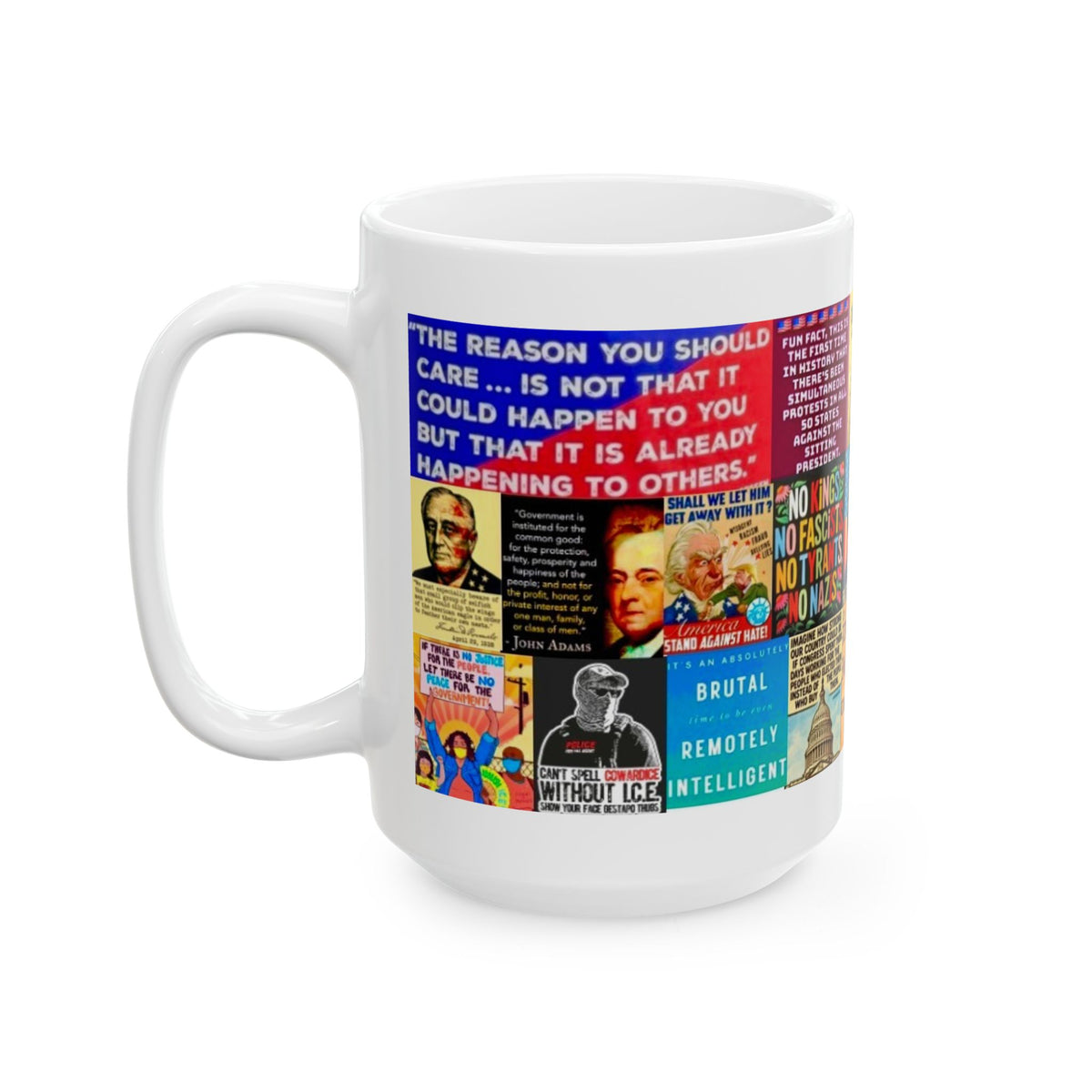 “Liberty” - Political Resistance Collage Mug, Anti-Fascism & Human Rights Protest Art Mug