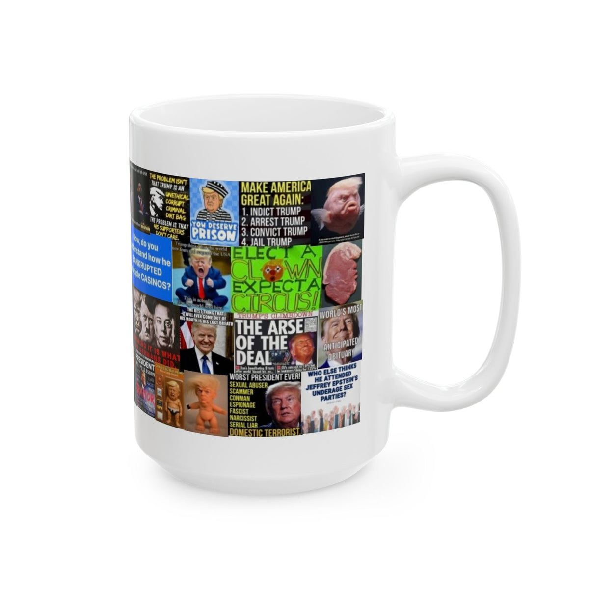 “Grumpy Trumpy” – Funny Anti-Trump Political Satire Collage Mug