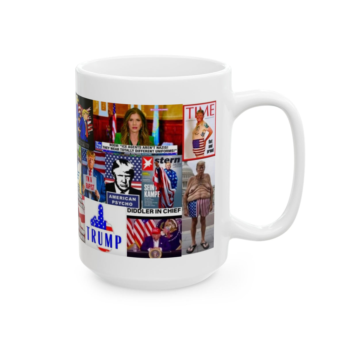 “Stars & Stripes 2”  Mug – Funny Anti- Trump Political Satire Collage Where Every Meme Is Star Spangled