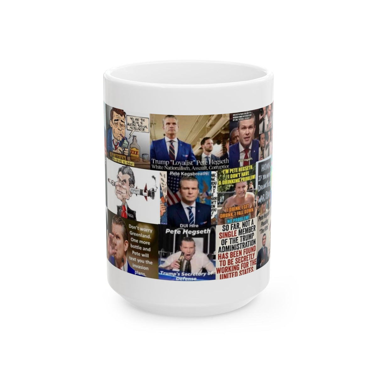 Pete Hegseth Mug – Meme Collage Roasting the Embattled Congressman