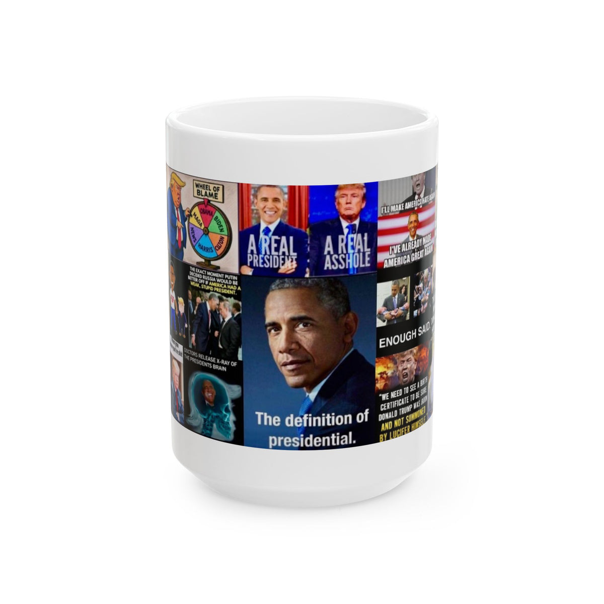 “Trump Barack Obama 1” – Side-by-Side But Steeped In Contrasts, Trump vs. Obama Collage for Political Parody