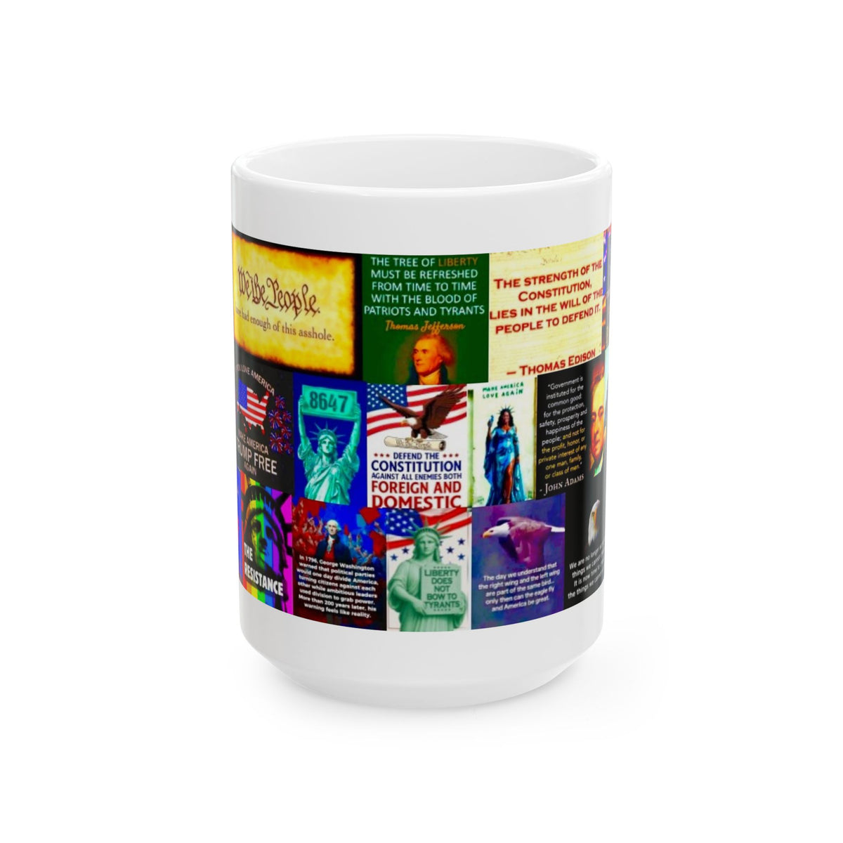 “Liberty - Fuck Trump Edition” - Political Resistance Collage Mug, Anti-Fascism & Human Rights Protest Art Mug