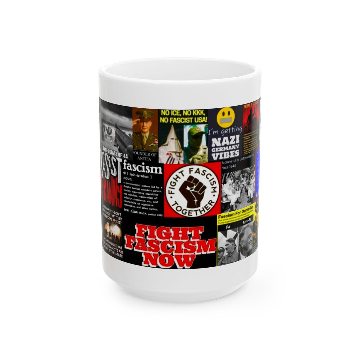 “Anti Facist” - Political Resistance Collage, Anti-Fascism & Human Rights Protest Mug