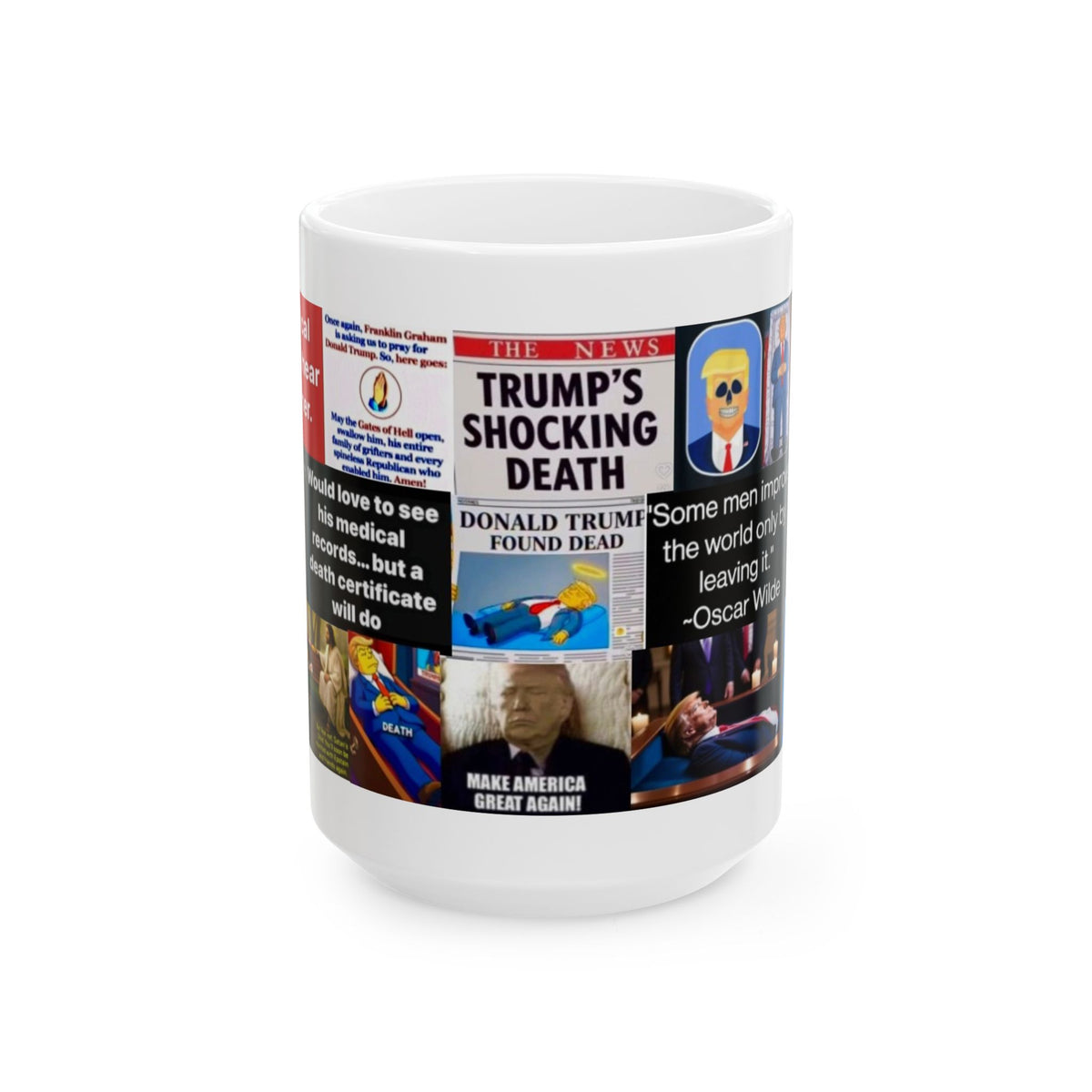 “Trump Death 4”  – Hilarious Obituary & Dark Political Humor Collage