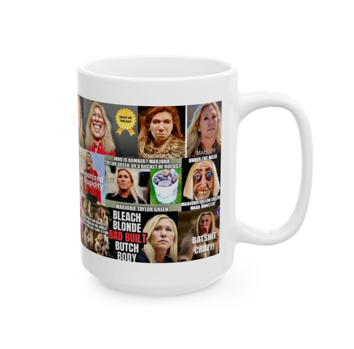 Marjorie Taylor “Trailer Trash” Greene 1 – Wild Political Satire Collage Coffee Cup”