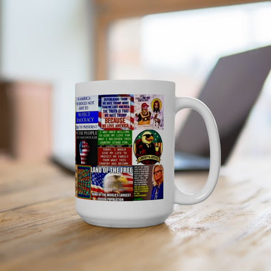 “Liberty” - Political Resistance Collage Mug, Anti-Fascism & Human Rights Protest Art Mug