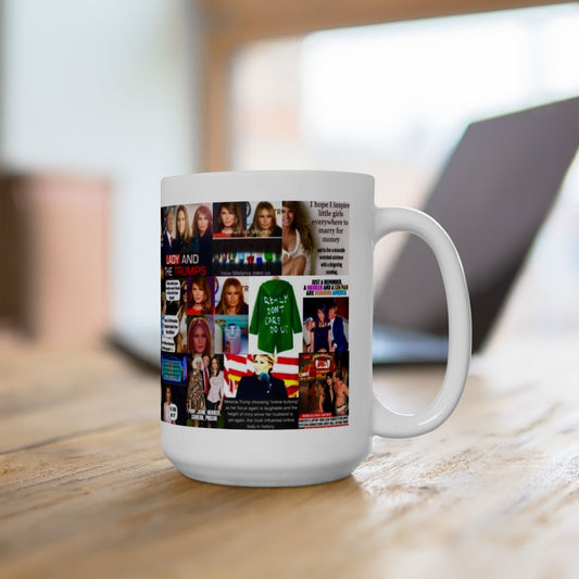 “Melania Knauss-Drumpf” - Melania Trump Satirical Adult-Themed Mug – Political Humor & Controversial Collage