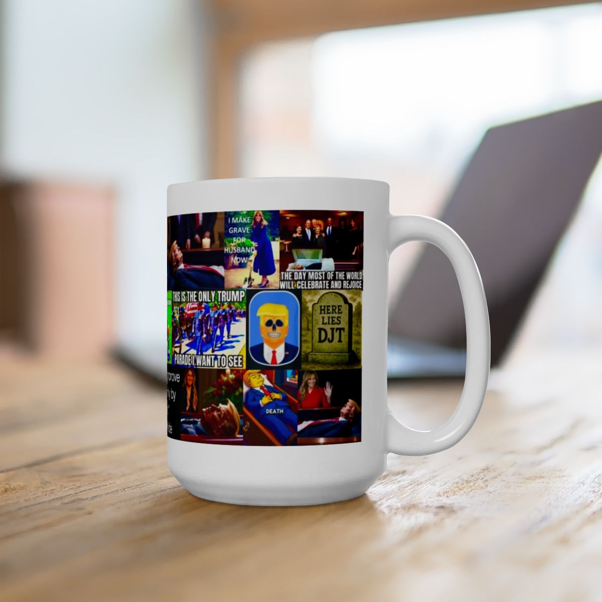 “Trump Coffin Play”  – Hilarious Obituary & Dark Political Humor Collage