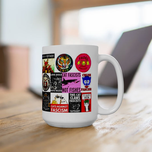“ANTIFA Animals” - Political Resistance Collage, Anti-Fascism & Human Rights Protest Mug Featuring Animals