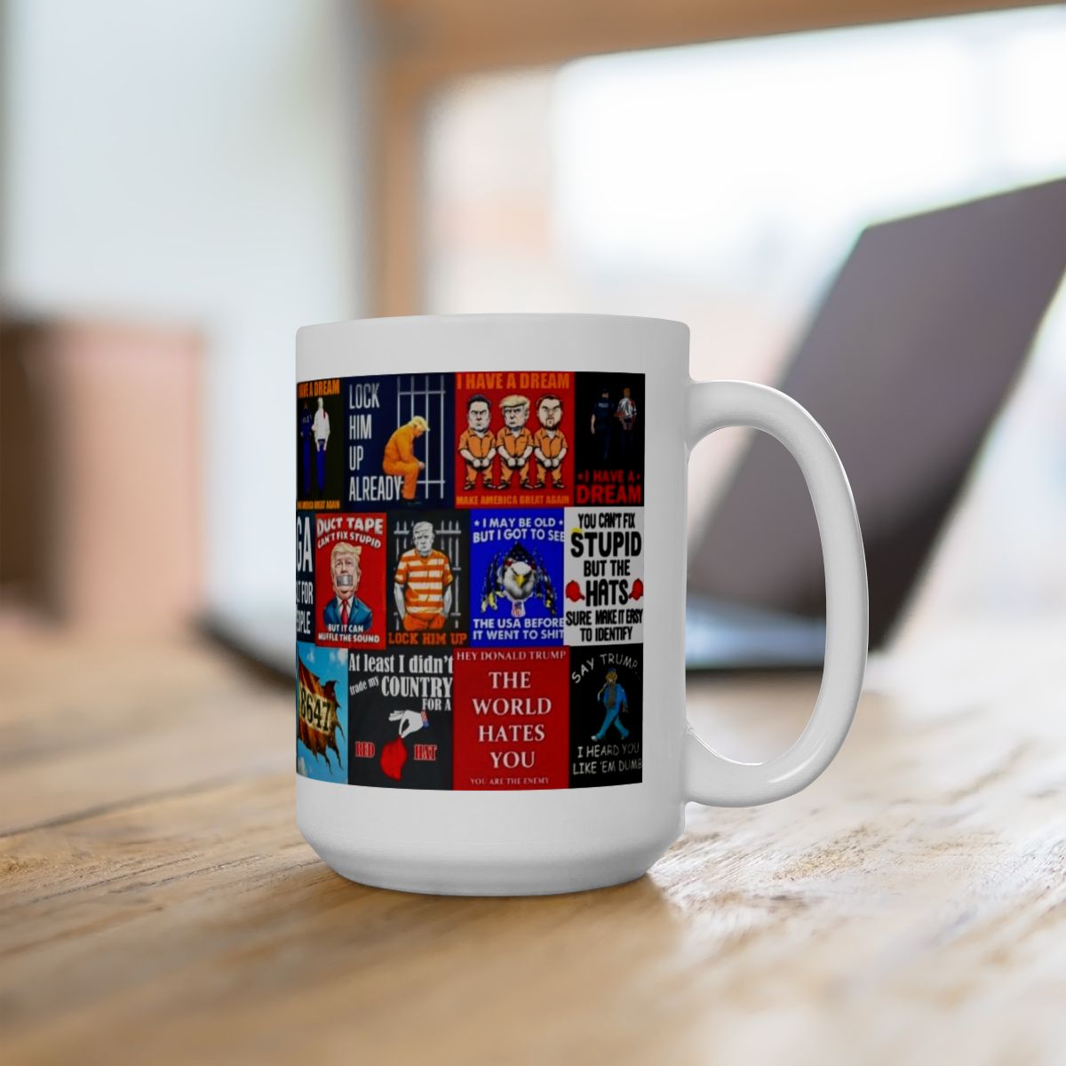 “Trump T-Shirts 1” – Bold Political Collage with Funny Quotes, Satire & Protest Humor All Taken From Printed T-Shirts