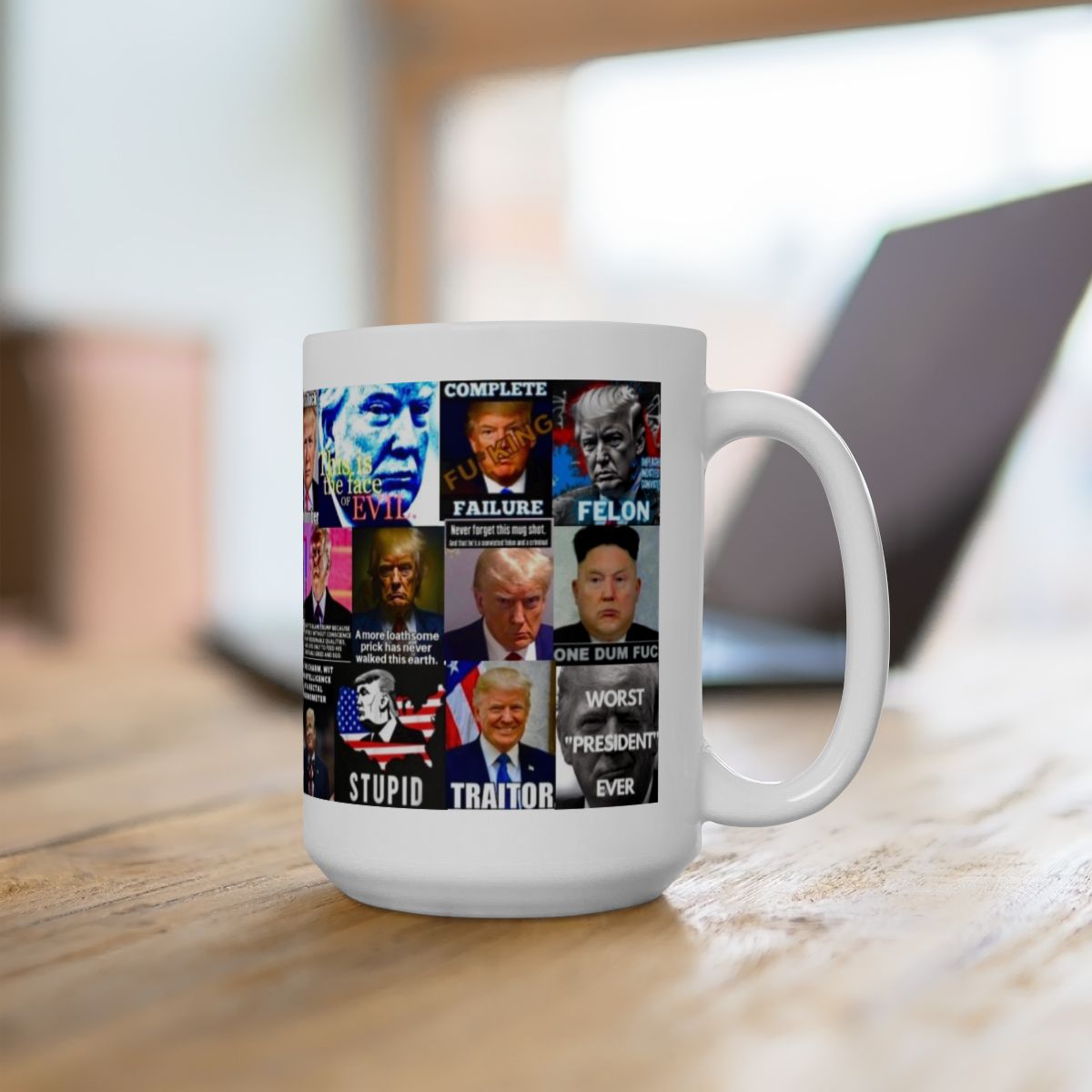 “Trump Faces 2” – Satirical Collage of Trump Faces Depicting His Various Faults And Evils