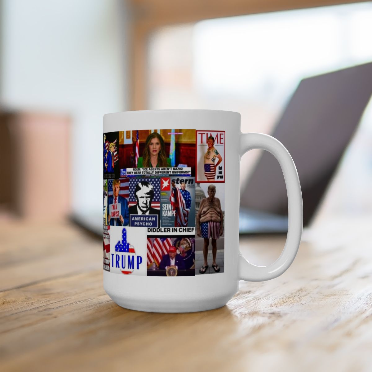 “Stars & Stripes 2”  Mug – Funny Anti- Trump Political Satire Collage Where Every Meme Is Star Spangled