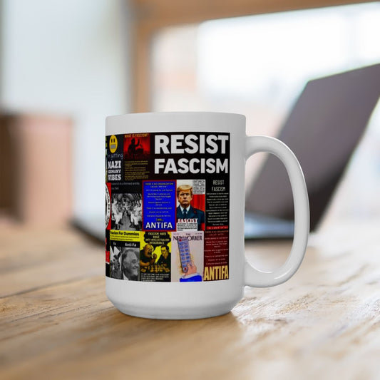 “Anti Facist” - Political Resistance Collage, Anti-Fascism & Human Rights Protest Mug
